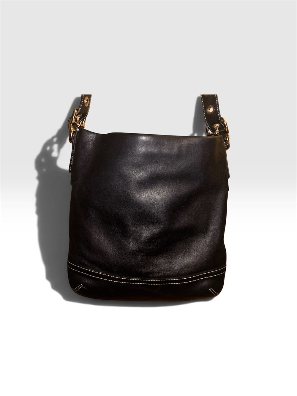 Coach SoHo Slim Duffle #1414 Black Leather Shoulder Bag 2004